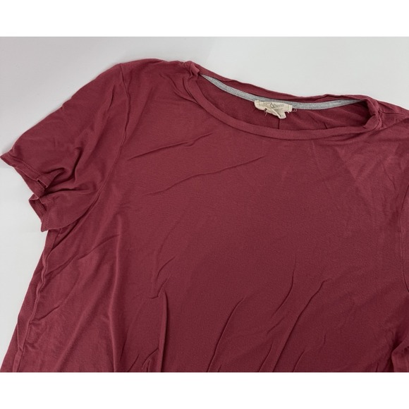 Clyde and Baxter Women's Short Sleeve Blouse Tie Front Maroon Red Size XL - Picture 3 of 10